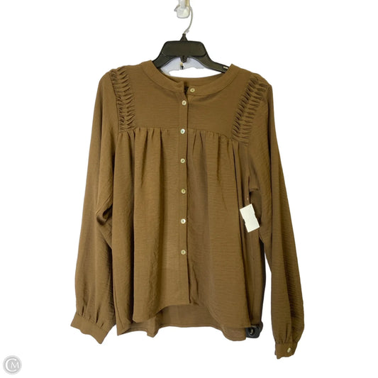 Top Long Sleeve By Timing In Brown, Size: M