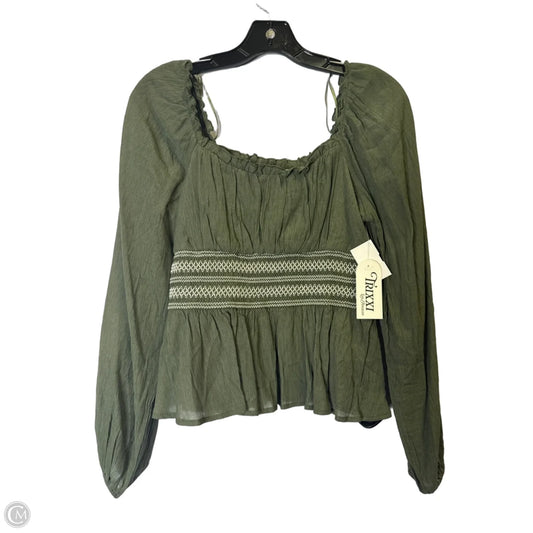 Top Long Sleeve By Trixxi In Green, Size: M