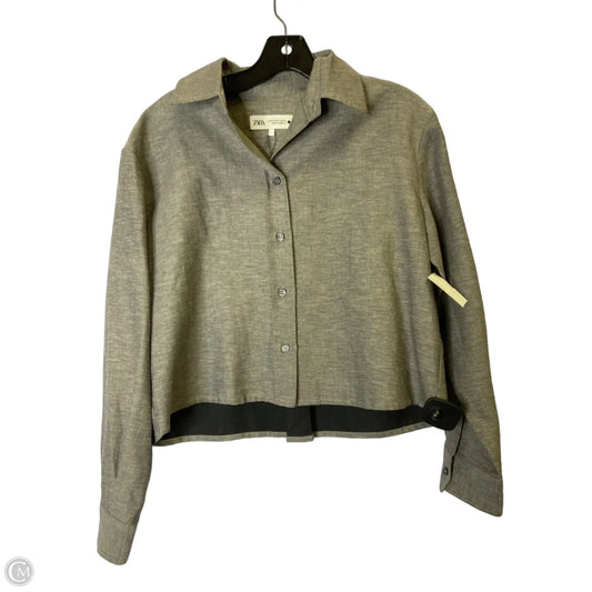 Top Long Sleeve By Zara In Grey, Size: Xs