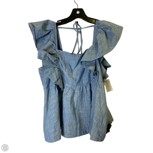 Top Short Sleeve By Free Assembly In Blue, Size: L