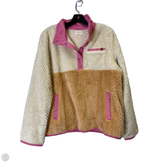 Sweatshirt Collar By Simply Southern In Orange & Pink, Size: L