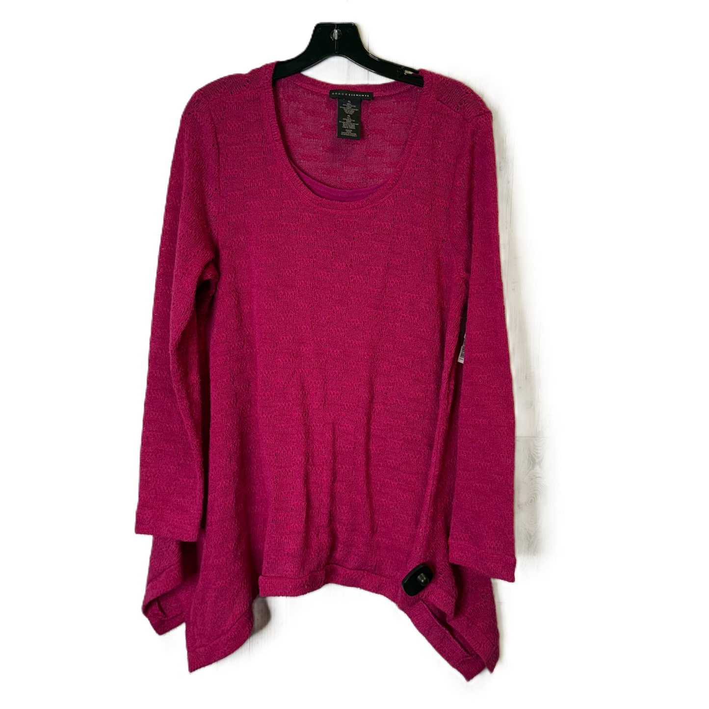 Top Long Sleeve By Grace Elements In Pink, Size: Xl