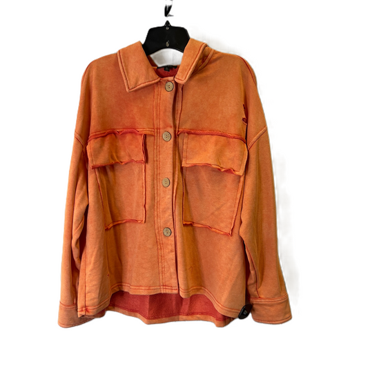 Jacket Shirt By Oddi In Orange, Size: M