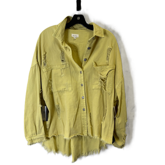 Jacket Shirt By Pol In Yellow Denim, Size: M