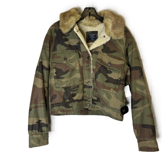 Jacket Faux Fur & Sherpa By Abercrombie And Fitch In Camouflage Print, Size: M