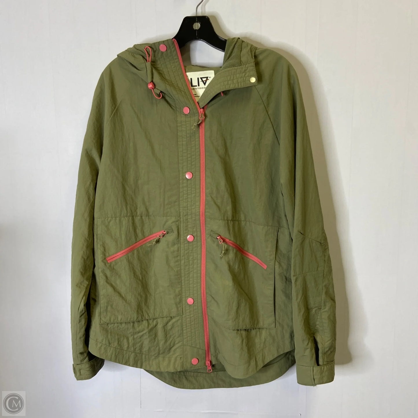 Jacket Windbreaker By Clothes Mentor In Green, Size: M