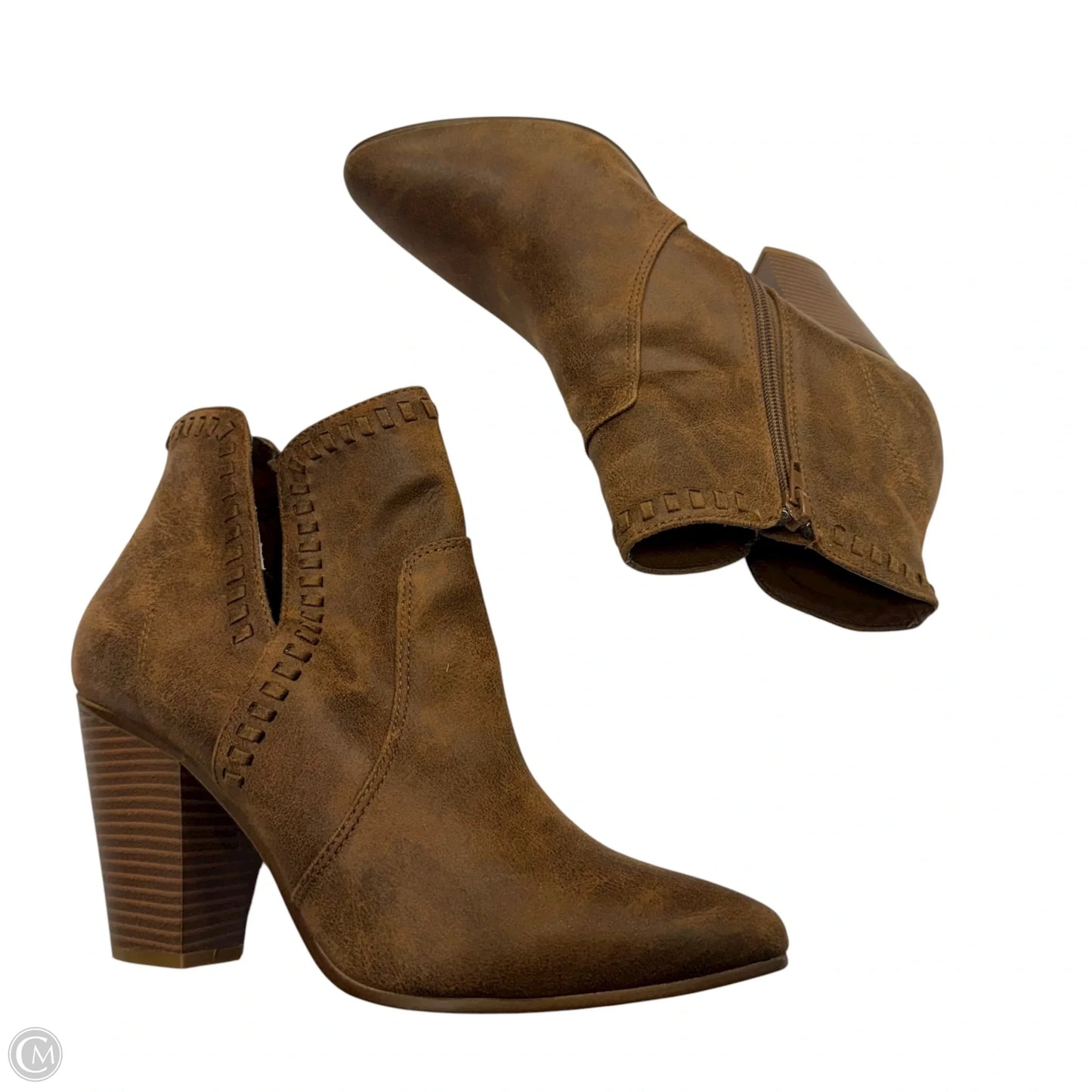 Boots Ankle Heels By Clothes Mentor In Brown, Size: 10