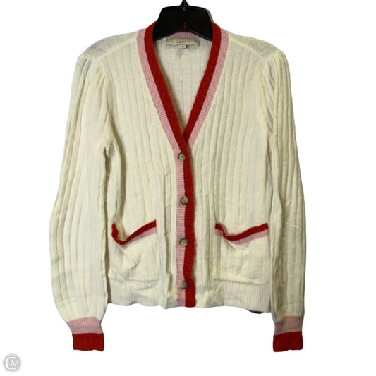 Sweater Cardigan By Loft In White, Size: S