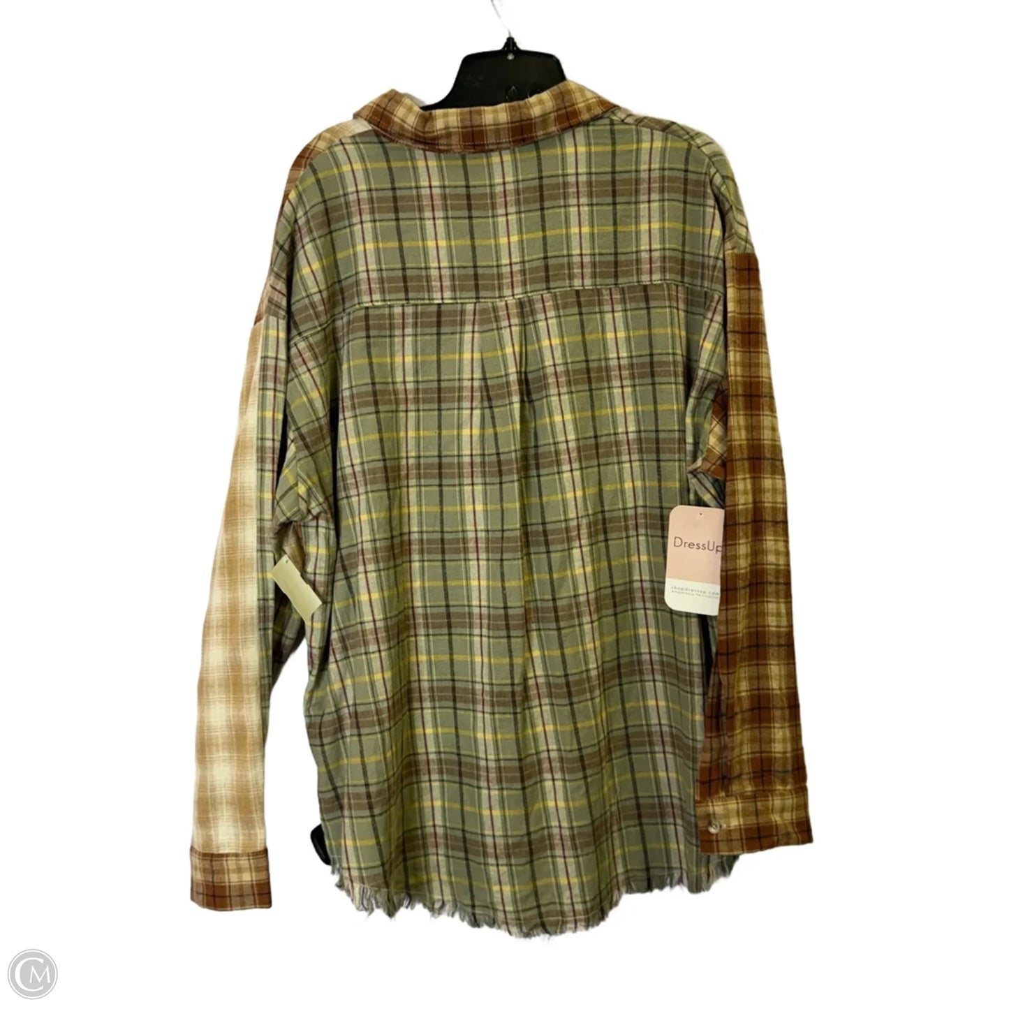 Top Long Sleeve By Dress Up In Plaid Pattern, Size: M