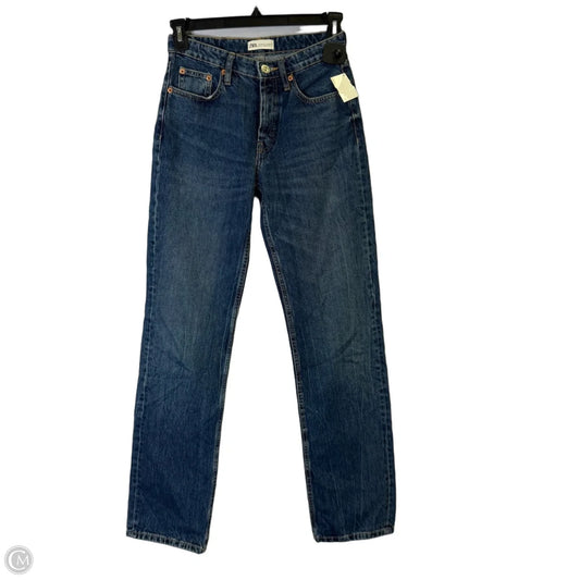 Jeans Straight By Zara In Blue Denim, Size: 4