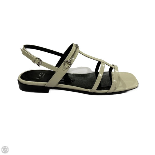 Sandals Luxury Designer By Gucci In Cream, Size: 7.5