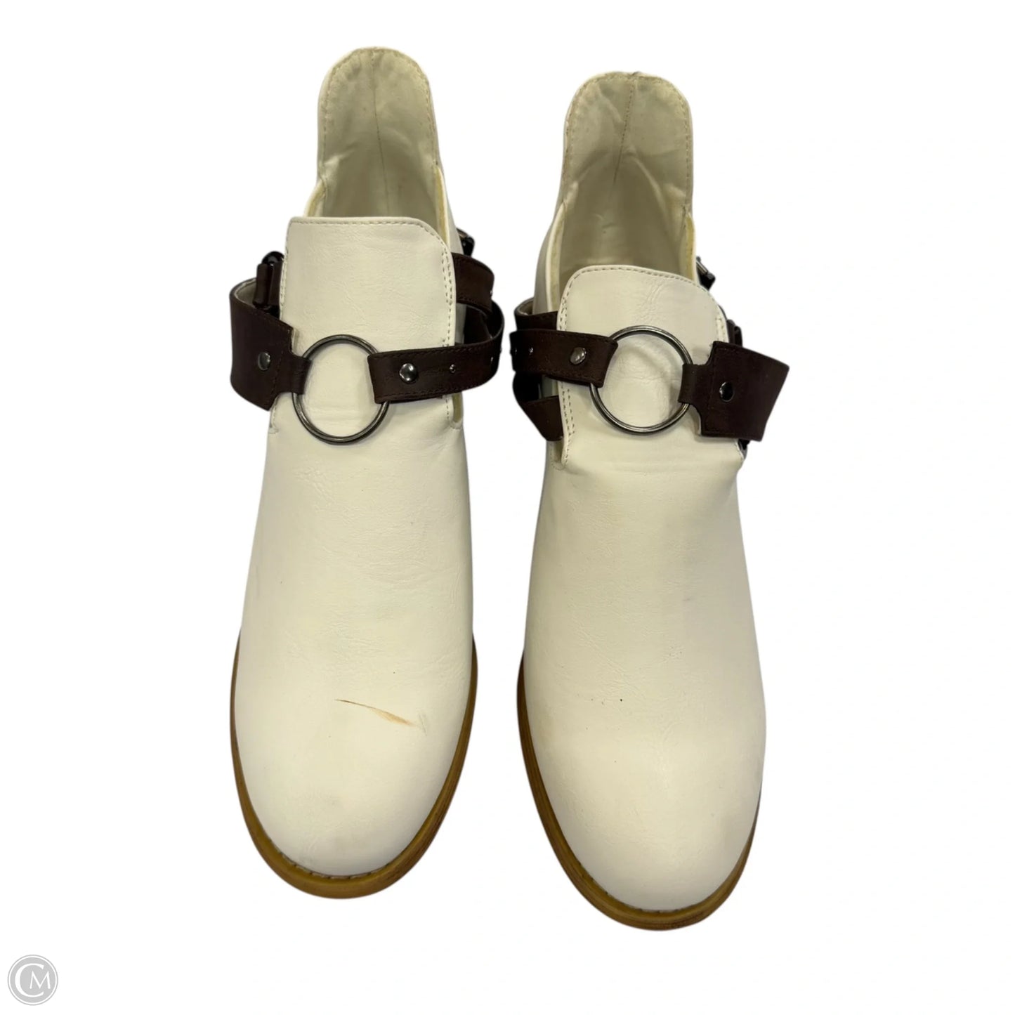 Boots Ankle Heels By Clothes Mentor In White, Size: 9