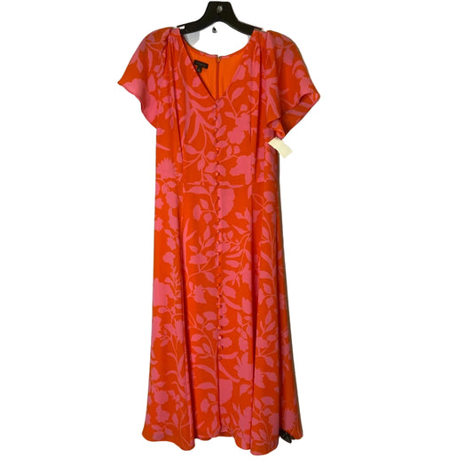 Dress Casual Midi By Talbots In Orange & Pink, Size: 4
