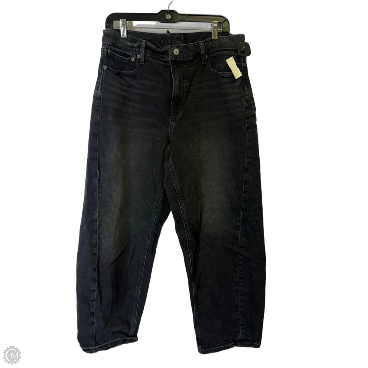 Jeans Straight By American Eagle In Black Denim, Size: 12