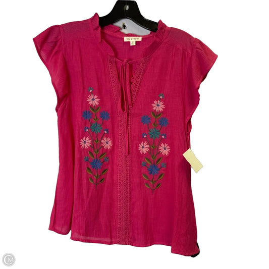 Top Short Sleeve By Blu Pepper In Pink, Size: M