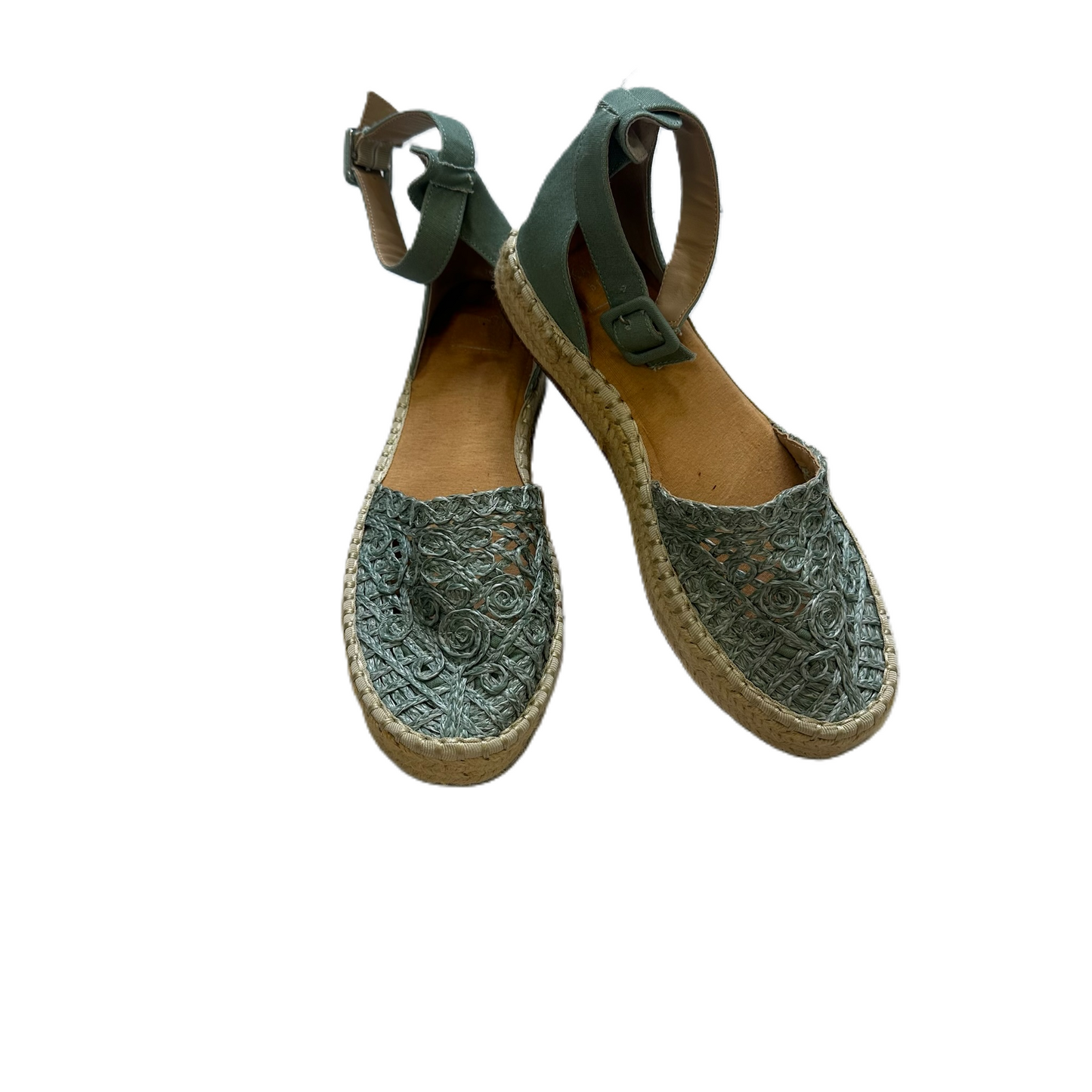 Sandals Heels Platform By Kaari Blue In Green, Size: 9.5