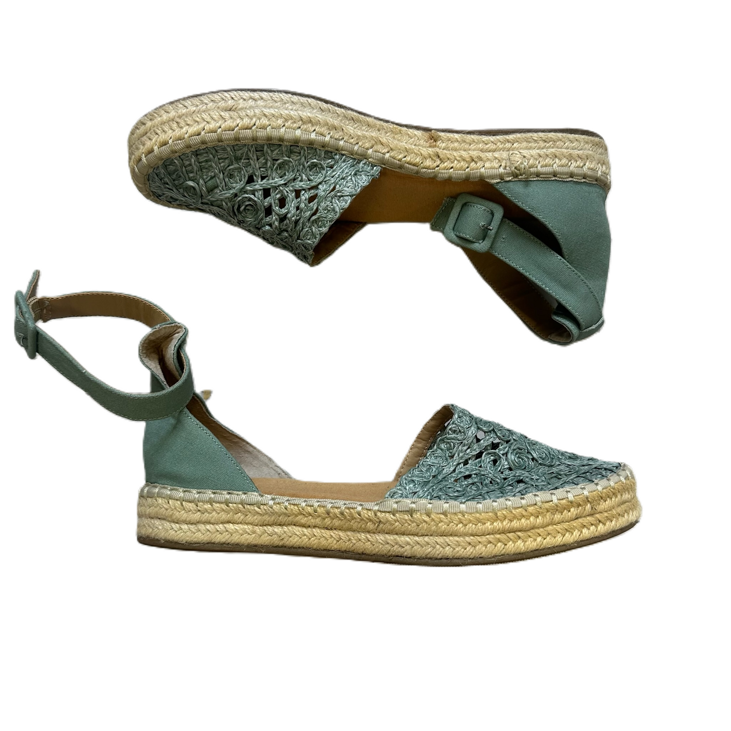 Sandals Heels Platform By Kaari Blue In Green, Size: 9.5