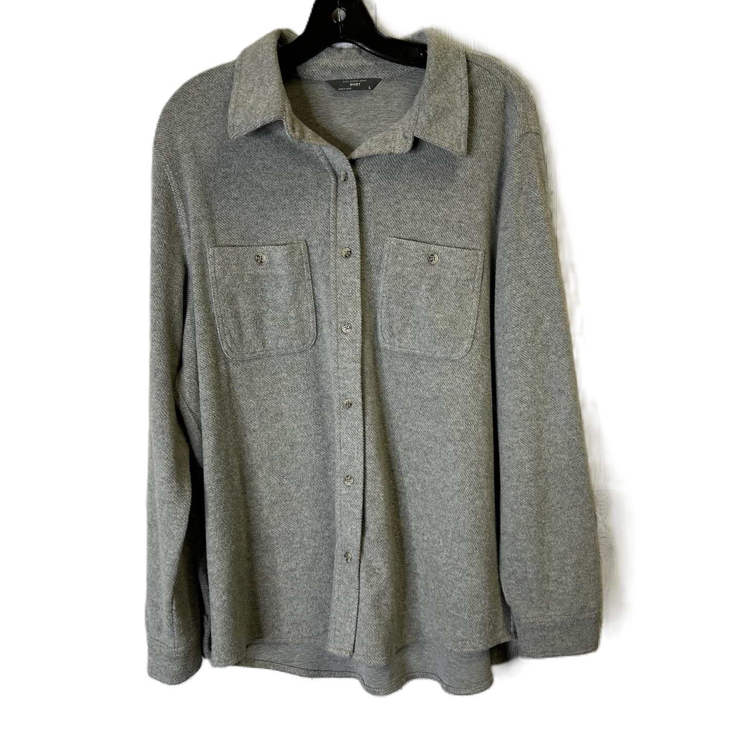 Jacket Shirt By Clothes Mentor In Grey, Size: L