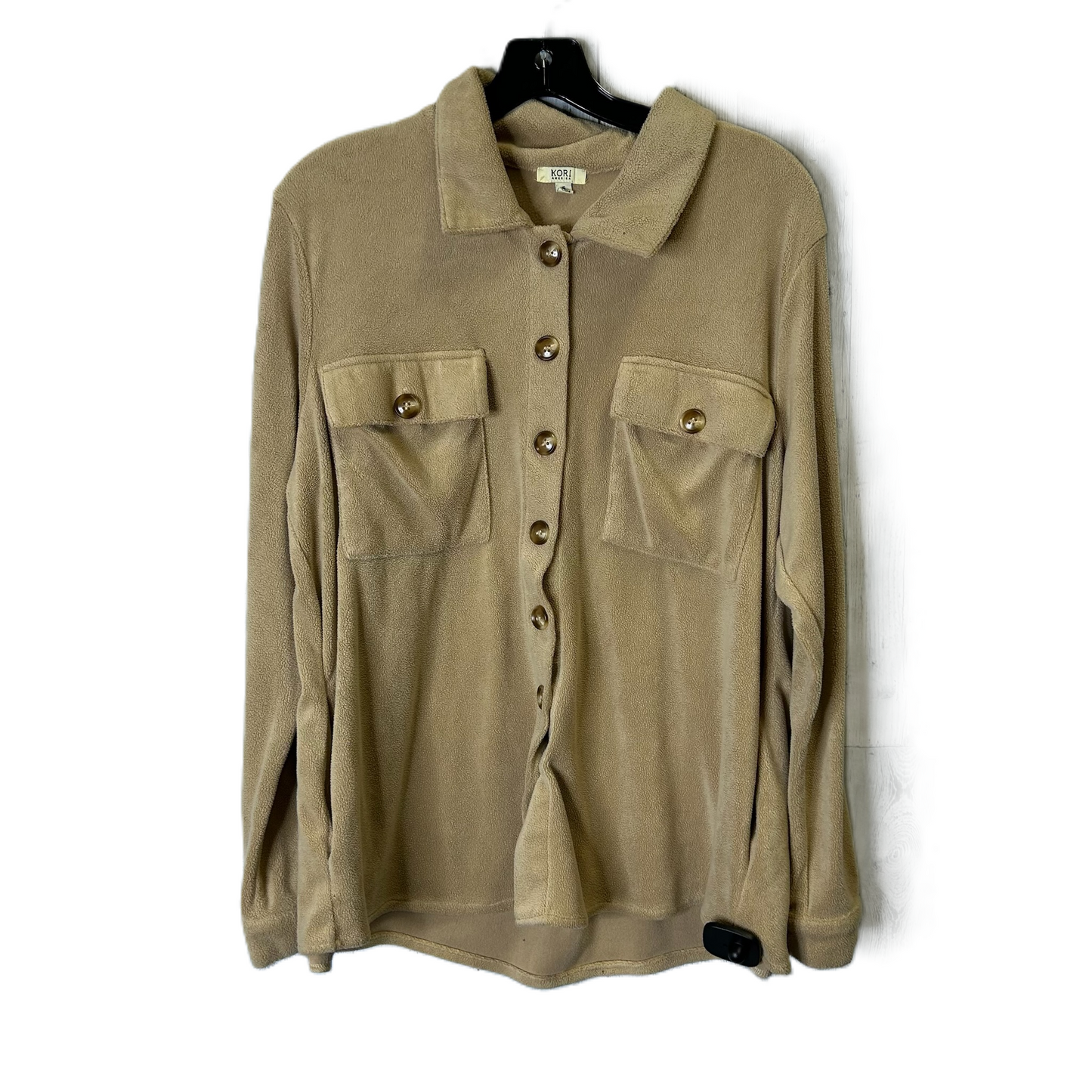 Jacket Shirt By Kori America In Tan, Size: S