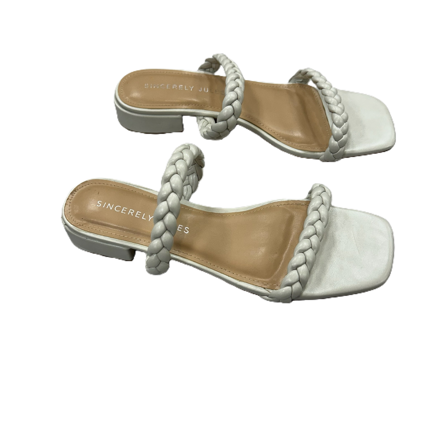 Cream Sandals Heels Block By Sincerly Jules, Size: 9.5