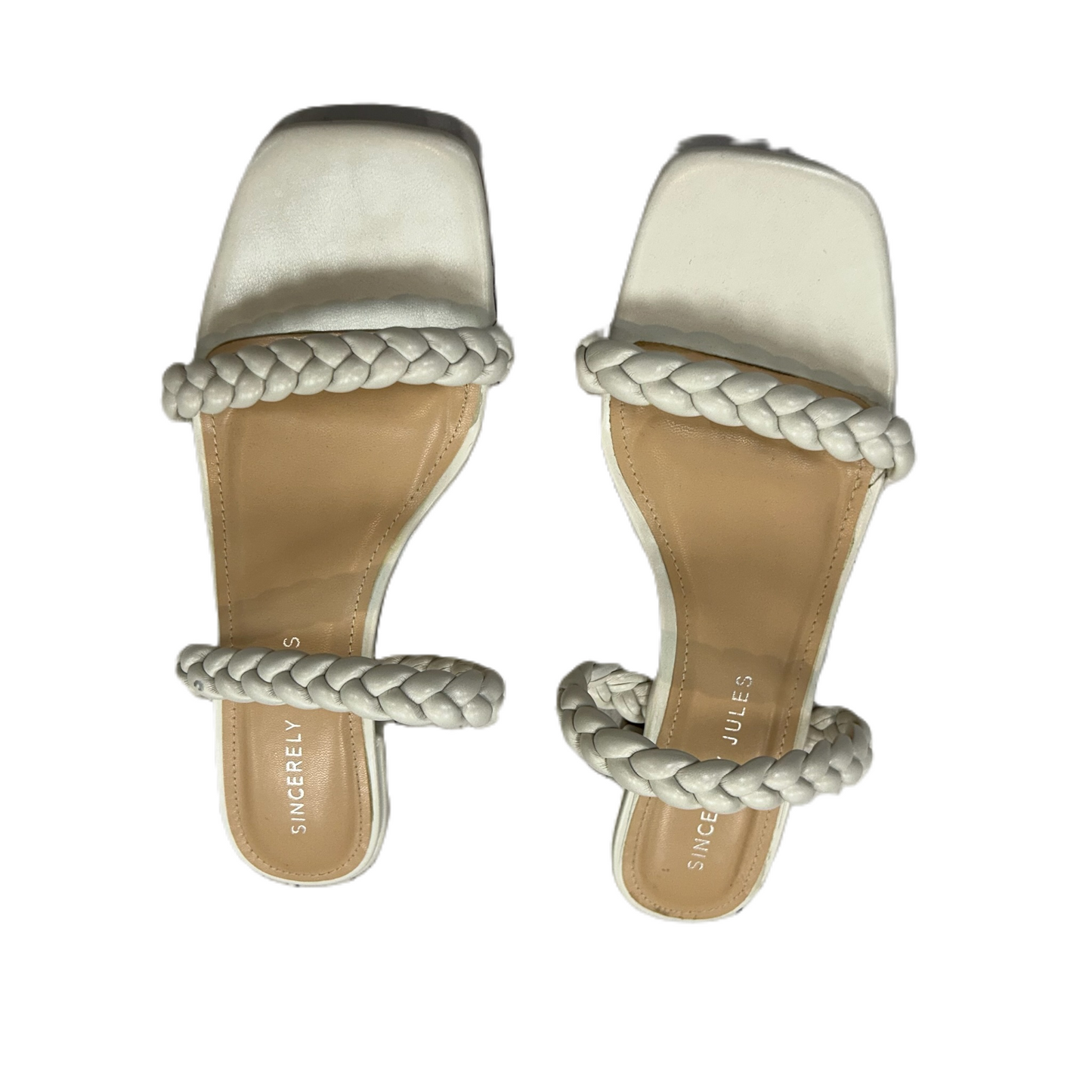 Cream Sandals Heels Block By Sincerly Jules, Size: 9.5