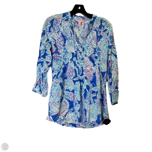 Top Long Sleeve By Lilly Pulitzer In Blue & Pink, Size: S