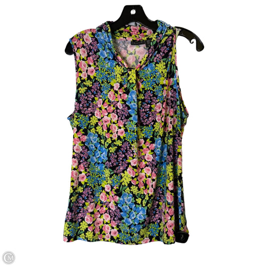 Top Sleeveless By T Tahari In Floral Print, Size: Xl