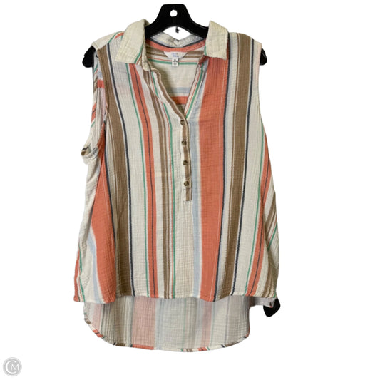 Top Sleeveless By Time And Tru In Striped Pattern, Size: Xl