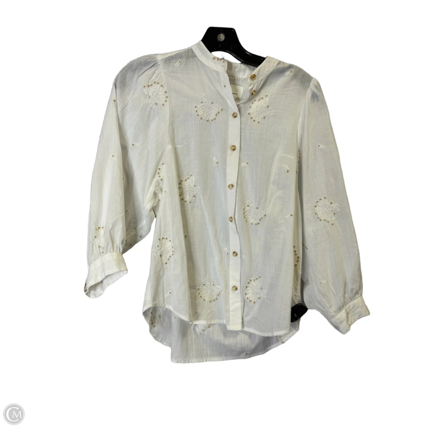 Top Long Sleeve By Anthropologie In White, Size: Xxs