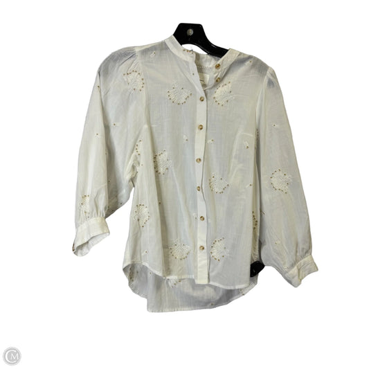 Top Long Sleeve By Anthropologie In White, Size: Xxs