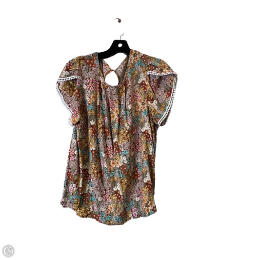 Top Short Sleeve By Shein In Floral Print, Size: Xl