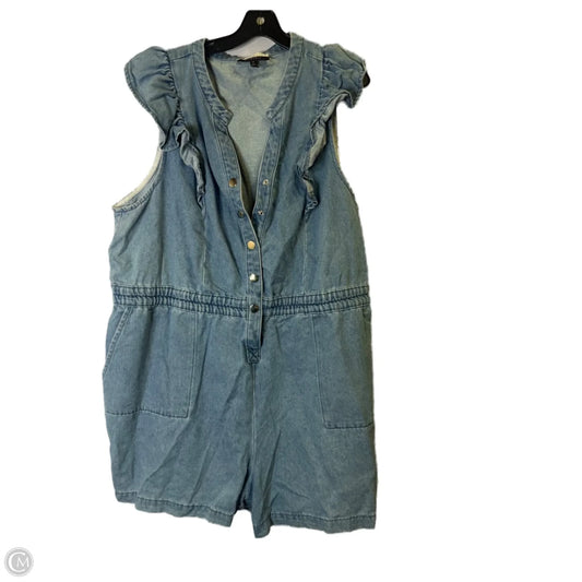 Romper By Eloquii In Blue Denim, Size: 24