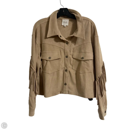 Jacket Shirt By Le Lis In Beige, Size: M