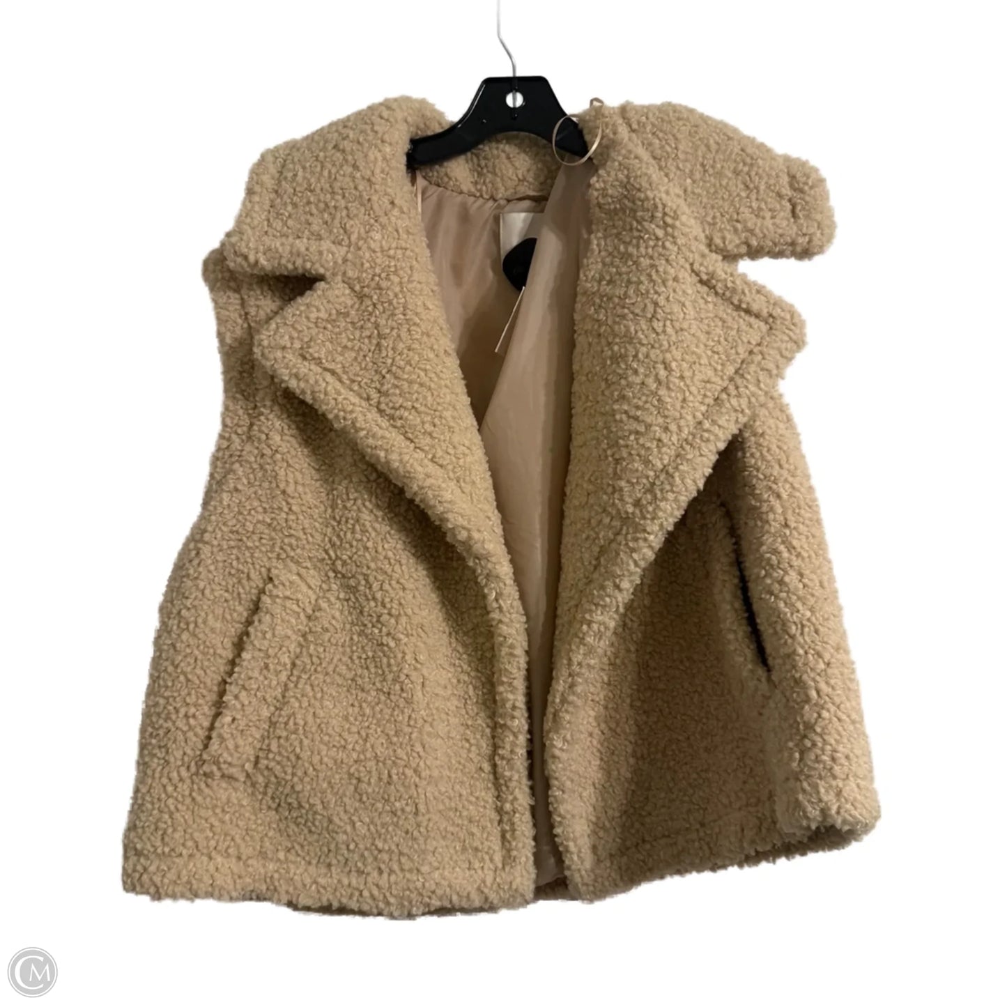 Vest Faux Fur & Sherpa By Clothes Mentor In Tan, Size: L