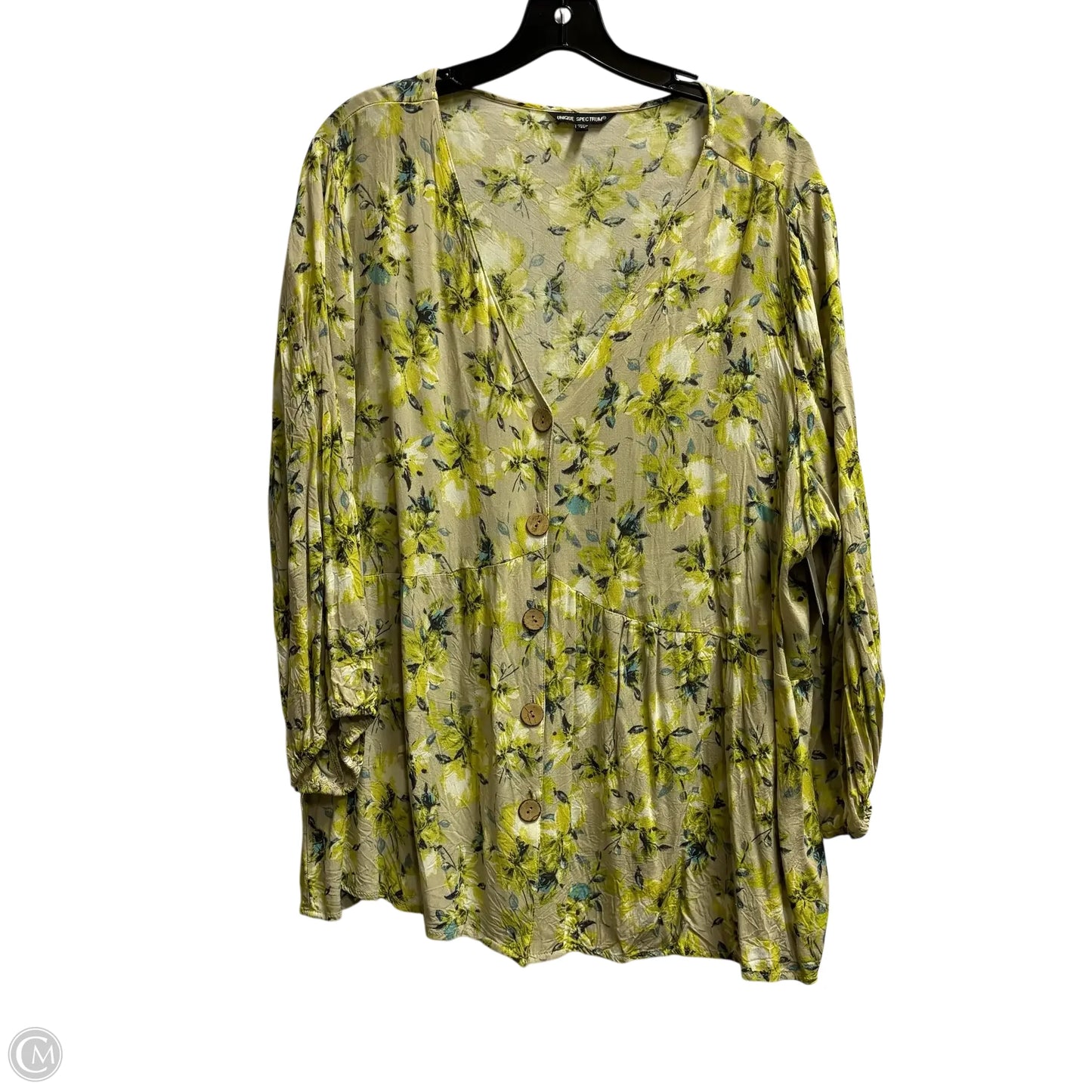 Top Long Sleeve By Unique Spectrum In Green, Size: 3x
