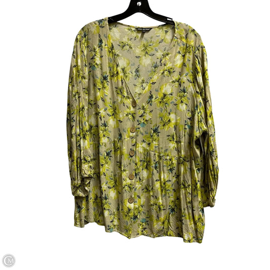 Top Long Sleeve By Unique Spectrum In Green, Size: 3x