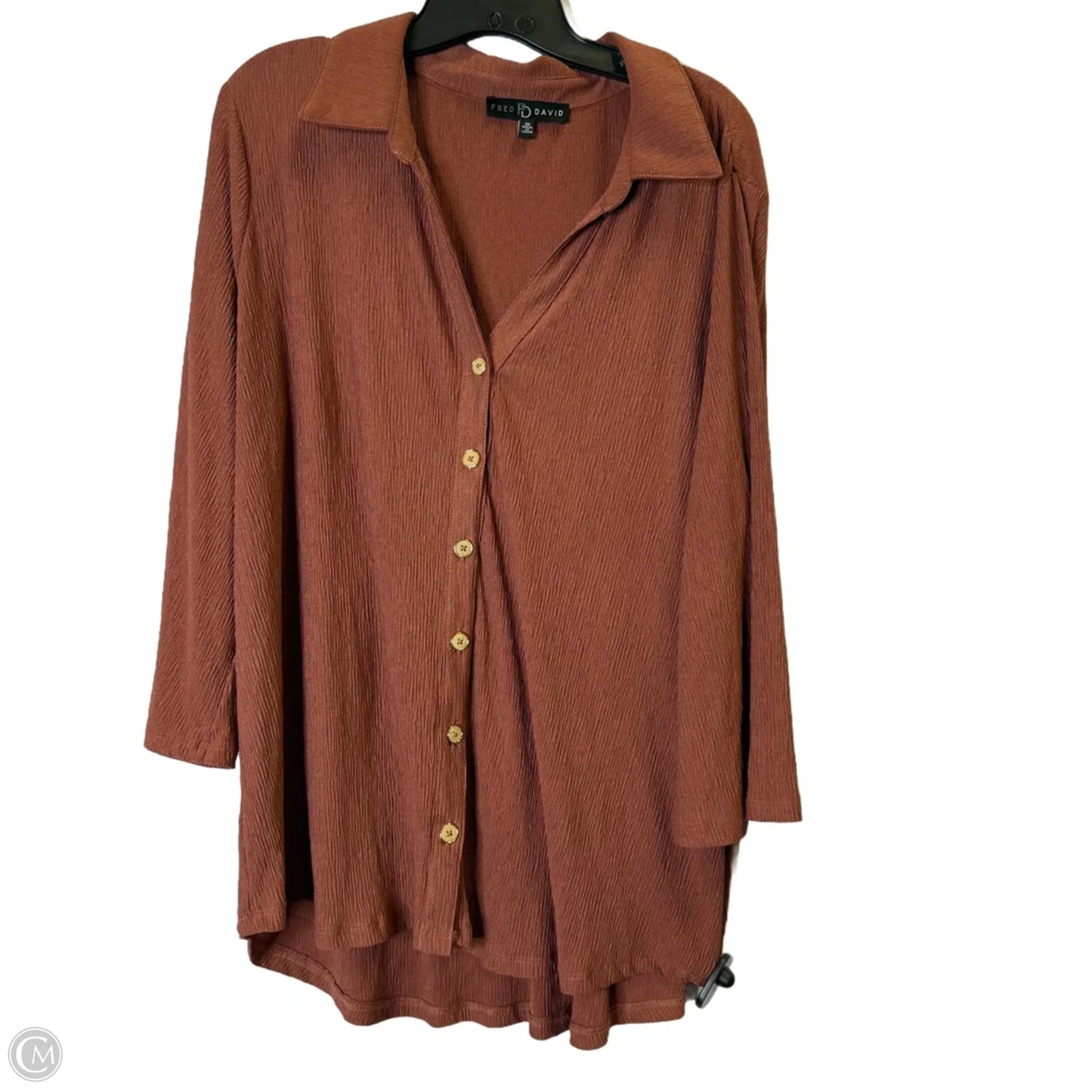 Top Long Sleeve By Fred David In Red, Size: 3x