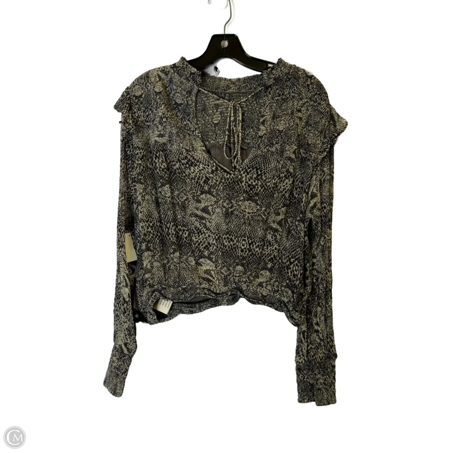 Blouse Long Sleeve By Free People In Snakeskin Print, Size: L