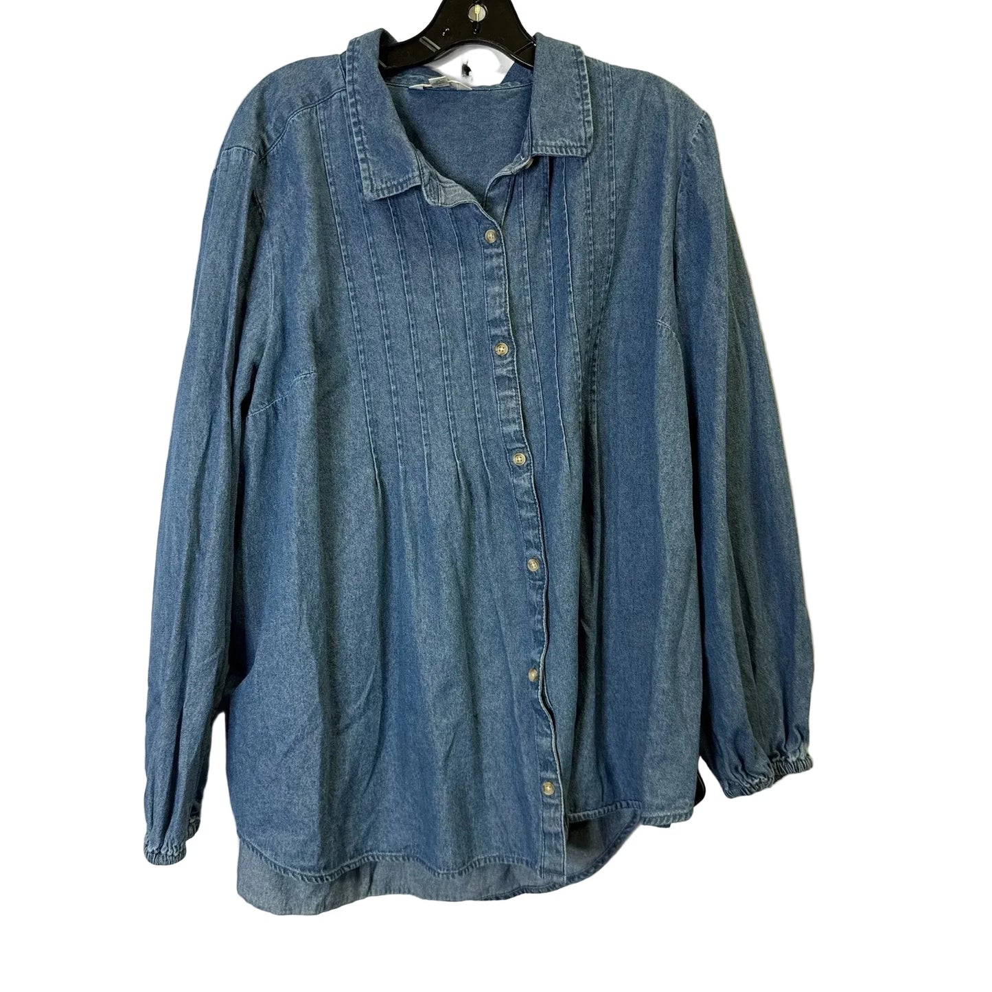 Top Long Sleeve By Terra & Sky In Blue Denim, Size: 3x