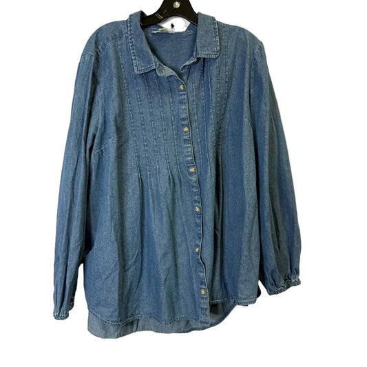 Top Long Sleeve By Terra & Sky In Blue Denim, Size: 3x
