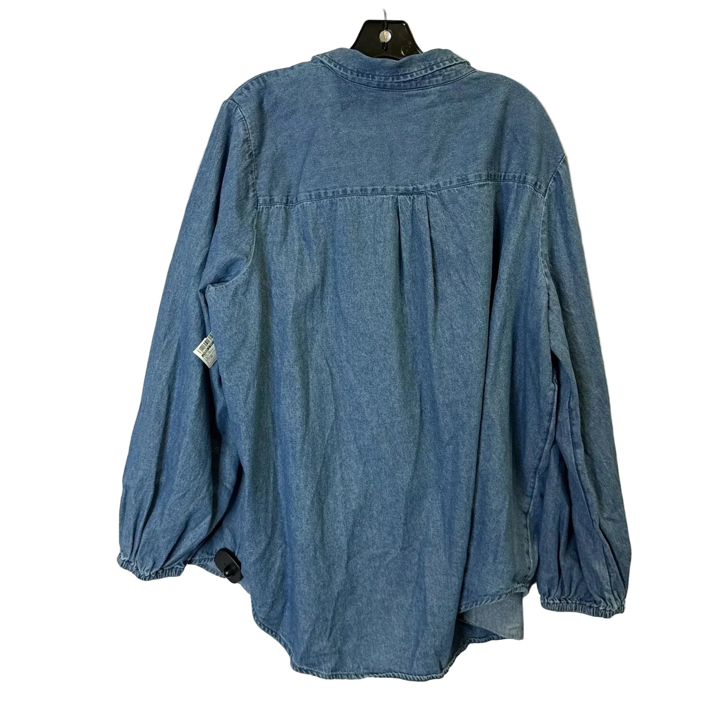 Top Long Sleeve By Terra & Sky In Blue Denim, Size: 3x