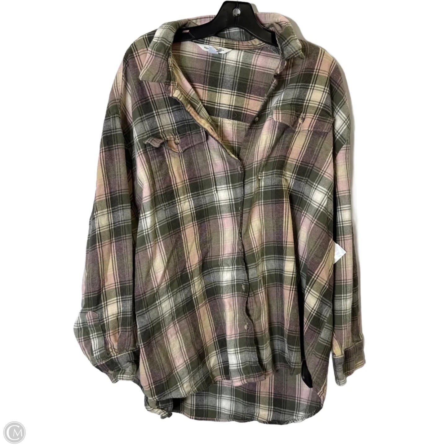 Top Long Sleeve By Old Navy In Plaid Pattern, Size: Xxl