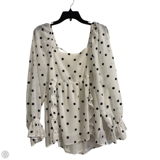 Top Long Sleeve By Versona In White, Size: L