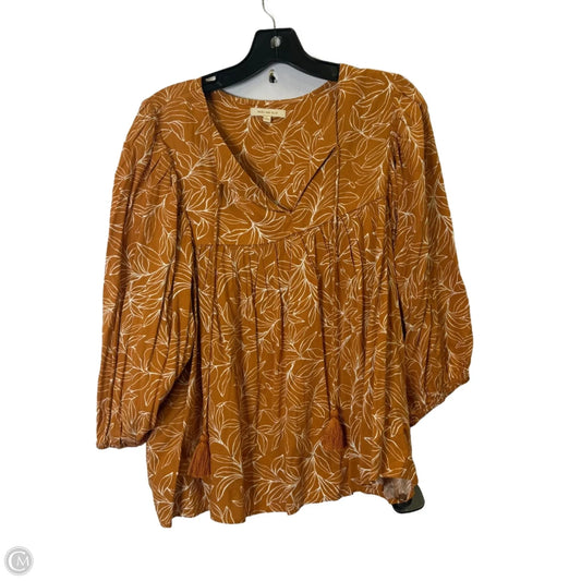 Top Long Sleeve By Skies Are Blue In Orange, Size: L