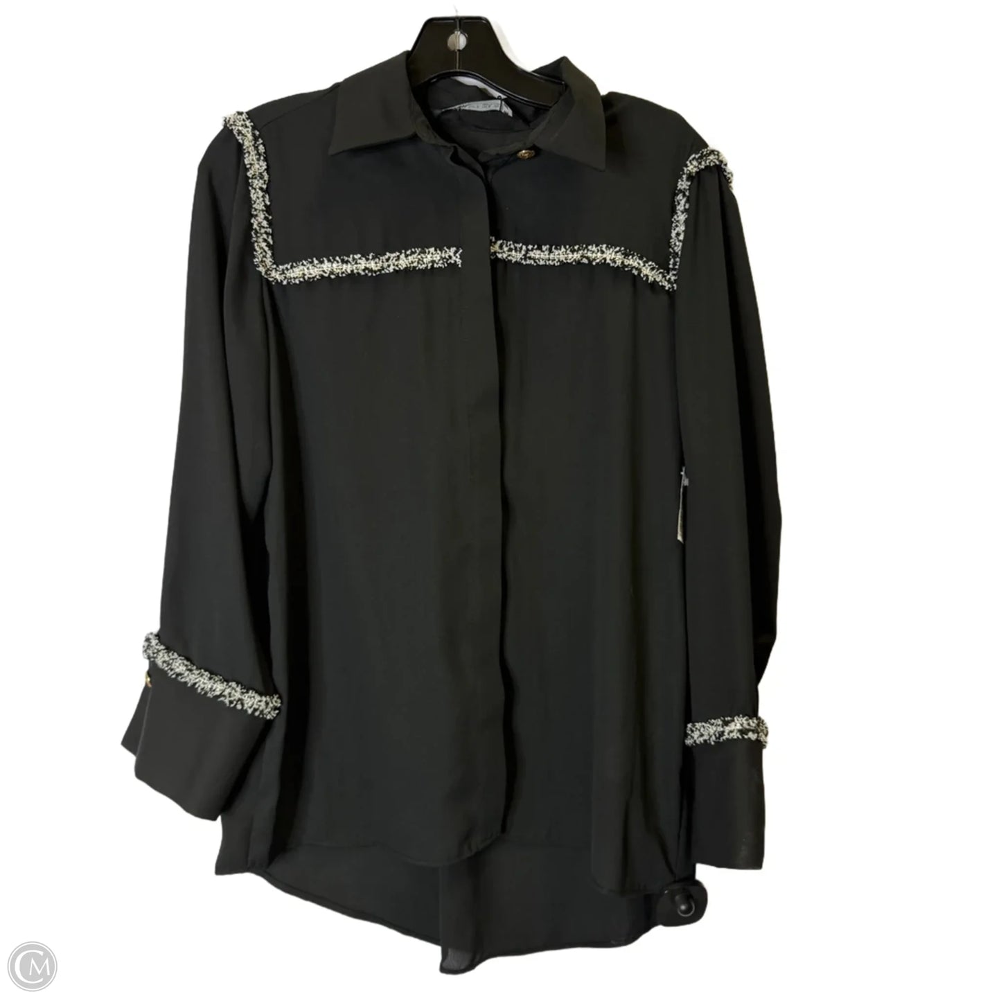 Blouse Long Sleeve By Zara In Black, Size: S
