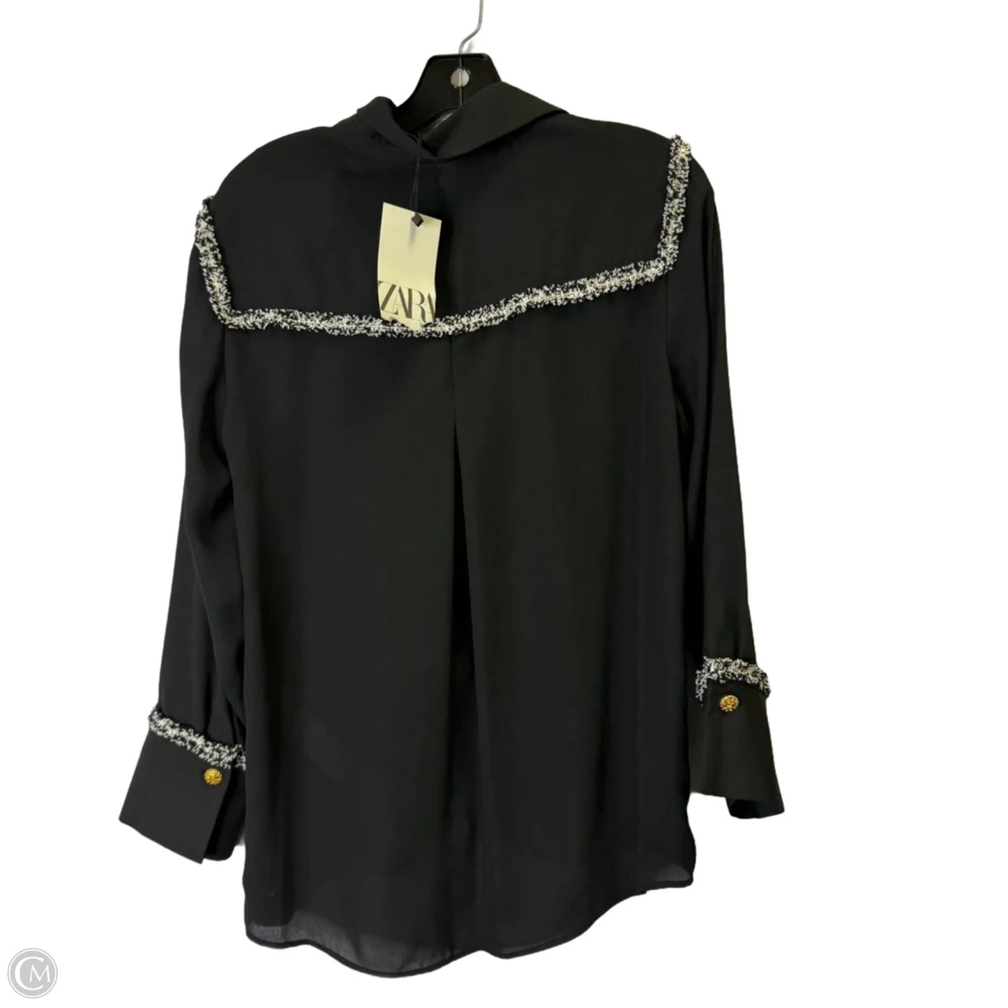 Blouse Long Sleeve By Zara In Black, Size: S