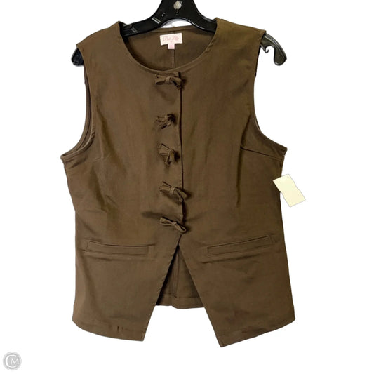 Top Sleeveless By Pink Lily In Brown, Size: L