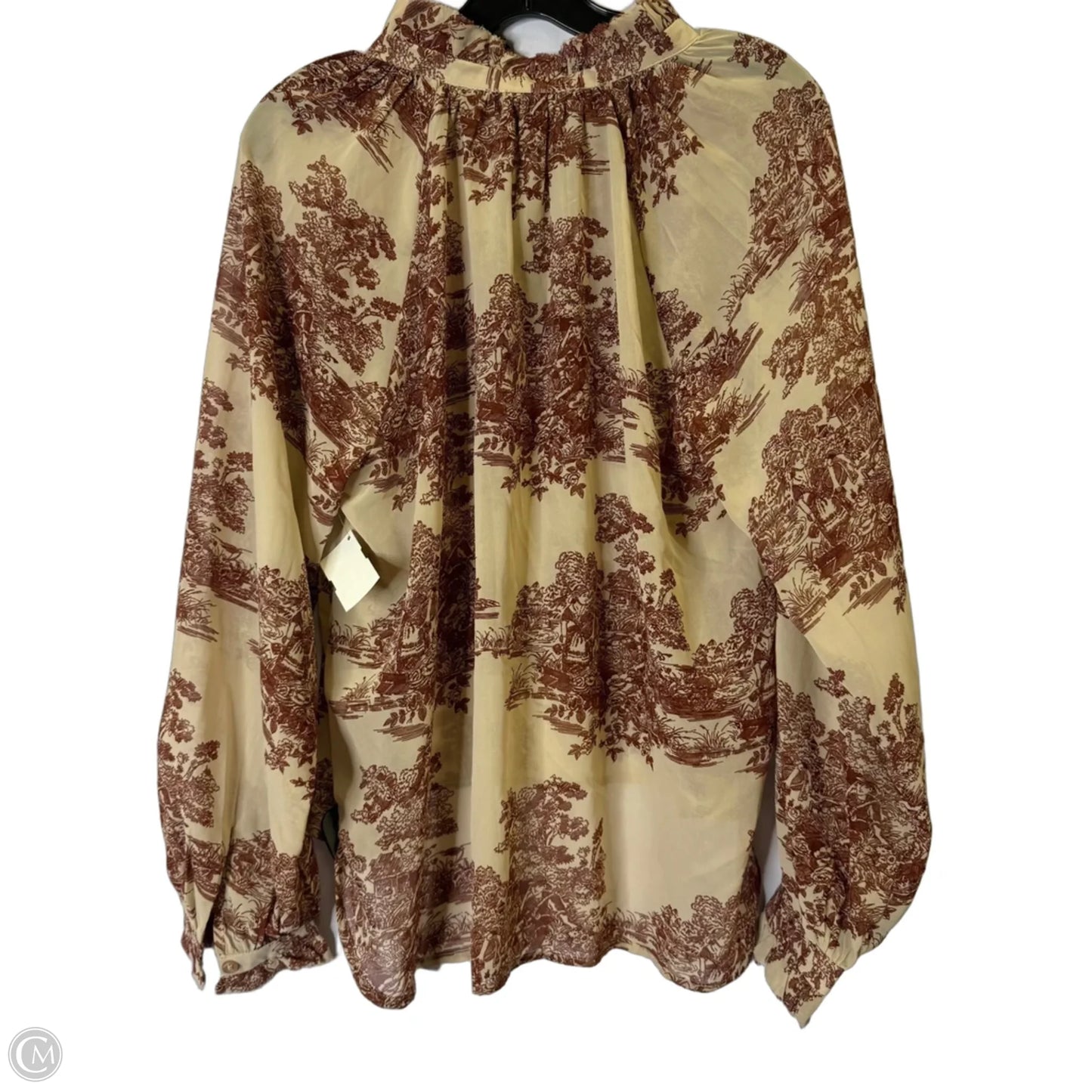 Blouse Long Sleeve By Saks Fifth Avenue In Brown, Size: S