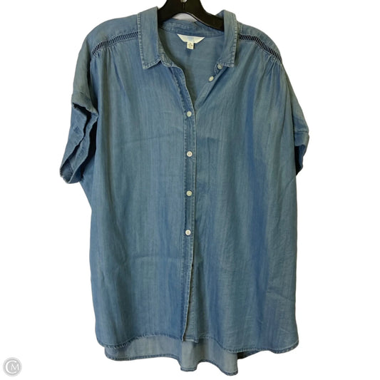 Top Short Sleeve By Time And Tru In Blue Denim, Size: Xl