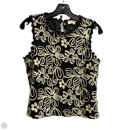 Top Sleeveless By Solitaire In Black & Cream, Size: M